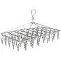 Qualsen Folding Hanging Clothes Drying Rack Stainless Steel with 52 Clips for Drying Socks, Baby Clothes, Cloth Diapers, Bras, Towel, Underwear, Hat, Scarf (Rectangle,1 Pack)
