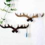 Surrui Vintage Deer Antlers Wall Hooks Antique Clothes Hanger Rack Home Coat Hooks Dark Brown