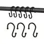 Metal Shower Curtain Hooks,Rust Resistant S Shaped Shower Curtain Rings,Shower Hooks for Bathroom,Decorative Shower Hooks for Curtain Rod,Set of 12 (Black)