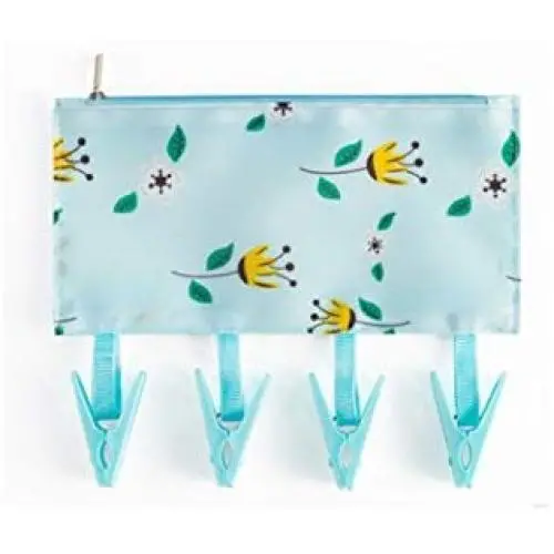 WJL Bathroom Racks Cloth Hanger Clothespin Travel Portable Folding Cloth Socks Drying Hanger with 4 Clips and a Closable Storage Bags, Pack of 2