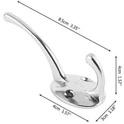 Misszone 10 PCS Dual Coat Hook Single Large Wall Mounted Robe Hat Clothes Towel Hanger for Bathroom Kitchen Bedroom (Silver)