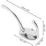 Misszone 10 PCS Dual Coat Hook Single Large Wall Mounted Robe Hat Clothes Towel Hanger for Bathroom Kitchen Bedroom (Silver)