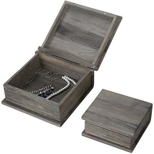 MyGift Vintage Grey Wood Faux Book Storage Boxes, Set of 2