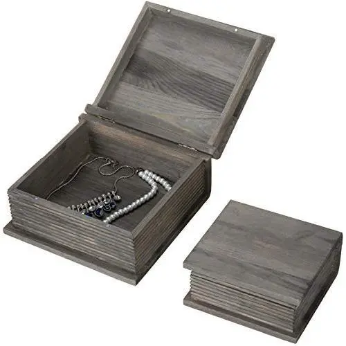 MyGift Vintage Grey Wood Faux Book Storage Boxes, Set of 2 MyGift Vintage Grey Wood Faux Book Storage Boxes, Set of 2