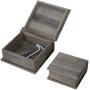 MyGift Vintage Grey Wood Faux Book Storage Boxes, Set of 2