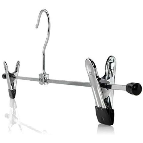 HANGERWORLD 3 Chrome 15.7nch Metal Pants Skirt Adjustable Clip Coat Clothes Garment Hangers