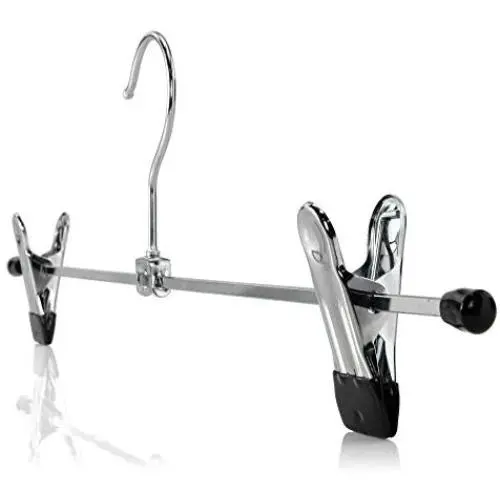 HANGERWORLD 3 Chrome 15.7nch Metal Pants Skirt Adjustable Clip Coat Clothes Garment Hangers HANGERWORLD 3 Chrome 15.7nch Metal Pants Skirt Adjustable Clip Coat Clothes Garment Hangers