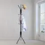 Clewiltess Standing Entryway Coat Rack Coat Tree Hat Hanger Holder 12 Hooks Jacket Umbrella Tree Stand Base Metal (Black)
