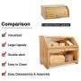 Double Layer Bread Boxes for Kitchen Large Bamboo Capacity Food Storage