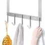 DOKU SUS 304 Stainless Steel Over-The-Door-Hooks, Back of The Door Hanger Bathroom Organizer Rack Heavy-Duty for Clothes Towels, Coats, Robes, Hats, Bags, Backpacks Hanging, Extended Hooks Easy To Use