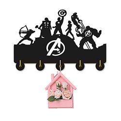 The Avengers Wall Hanger Key Holder Wall Hook Rails Triple Wall Art Clothing Hook Rack Hanger Wall Art Decoration Strong Adhesive Sticker Solid Wood Hooks A2