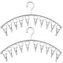 YIHONG 2 Pack Stainless Steel Laundry Drying Rack Clothes Hangers with 10 Clips for Drying Socks,Underwear,Towel,Scarf,Sock Hanger,Gloves,Mitts,Hat,Diapers