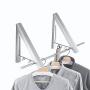 Yillsen Folding Wall Mounted Retractable Clothes Hanger, Aluminum Silver Folding Drying Coat Racks Home Storage Organiser Space Saver for Laundry Room - 2 Packs