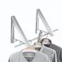 Yillsen Folding Wall Mounted Retractable Clothes Hanger, Aluminum Silver Folding Drying Coat Racks Home Storage Organiser Space Saver for Laundry Room - 2 Packs