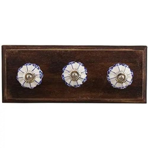 Indianshelf Handmade 1 Artistic Vintage Blue Wooden Shamrock Coat Hooks Hangers/Wall Hooks for Clothes Indianshelf Handmade 1 Artistic Vintage Blue Wooden Shamrock Coat Hooks Hangers/Wall Hooks for Clothes
