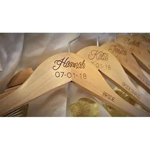 Engraved Wedding Hangers, Bridal Party Wedding Hangers, Personalized Wood Hangers, Personalized Bridal Hanger (Individual or sets) Style H004