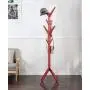 FCXBQ Solid Wood Coat Rack Stand Entryway Free Standing Hat Jacket Clothes Hanger Holder Hall Tree 4 Tier 8 Hooks H68.9,4 Colors Optional (Color : Red)