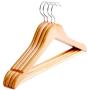 CHAONAO Natural Wood Hangers, Solid Wood Suit Clothes Hangers with Non Slip Pants Bar for Coat Camisole, Jacket, Pant, Dress Clothes Hangers,20pcs,Male