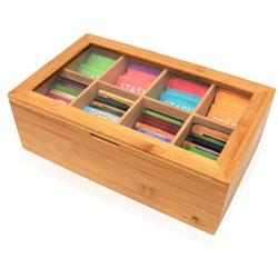 Big Natural Bamboo Tea Boxes Storage Organizer