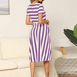 Kauneus ???????? Womens Summer Short Sleeve Striped Color Block High Waist Beach Maxi Dress with Pockets