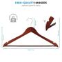 High-Grade Wooden Suit Hangers 30 Pack with Non Slip Pants Bar - Smooth Finish Solid Wood Coat Hanger with 360° Swivel Hook and Precisely Cut Notches for Camisole, Jacket, Pant, Dress Clothes Hangers