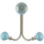 Indianshelf Handmade 3 Artistic Vintage Turquoise Iron Strewn Flat Coat Hooks Hangers/Clothes Hooks Door Mount