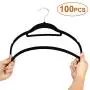 Amiff Clothes hangers Velvet hangers. Premium Quality. Pack of 10 black suit hangers 17.5 inches chrome hook. Light weight & non slip & slim portable hangers car & travel. Men & women.