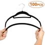 MB-THISTAR 100PCS 360 Degree Non Slip Velvet Clothes Suit/Shirt/Pants Velvet Hangers Black