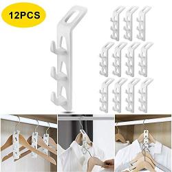 Gemci Cascading Clothes Hanger Hooks, Space Saving Series Multi-Function Multi-Layer Cabinet Clothes Connection Folding Storage Clothes Rack Hanger Household Strong Load-Bearing Closet Hook(12Pcs)