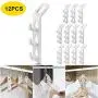 Gemci Cascading Clothes Hanger Hooks, Space Saving Series Multi-Function Multi-Layer Cabinet Clothes Connection Folding Storage Clothes Rack Hanger Household Strong Load-Bearing Closet Hook(12Pcs)