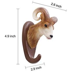 Bueer Creative Resin and Iron Rustic Vintage Animal Head Wall Mounted Hanger Iron Rack Cloth Coat Scarf Towel Bag Key Wall Hooks Rack Bathroom Kitchen Decoration