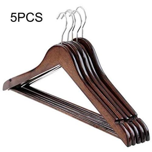 5 Pcs Non-Slip Trouser Bar Wooden Clothes Hangers Suit Jeans Pants Coat Shirts Hangers Clothes Hangers Clothes Storage Random Color