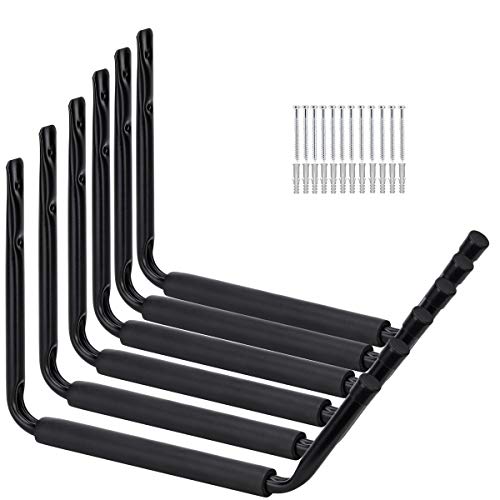 Garage Storage Jumbo Arm Hook Heavy Duty Wall Mount Organizer Utility Garden Hanger with EVA Protector (6 Pcs 12" J Hooks)