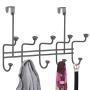 mDesign Decorative Metal Over Door 10 Hook Storage Organizer Rack - for Coats, Hoodies, Hats, Scarves, Purses, Leashes, Bath Towels, Robes, Mens and Womens Clothing - Graphite Gray