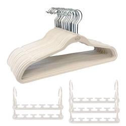 Wonder Hanger Max Velvet Hanger Combo, 5 Hanging Closet Organizers w/ 25 Velvet Hangers - White