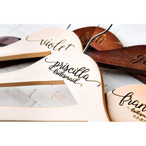 3 Personalized, Engraved Wedding Dress Hangers by Left Coast Original