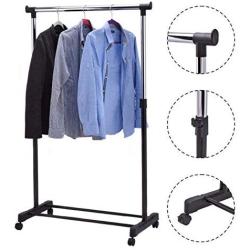 Adjustable Rolling Clothes Hanger Coat Rack Floor Hanger Storage Wardrobe Clothing Drying Racks with Shoe Rack