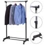 Adjustable Rolling Clothes Hanger Coat Rack Floor Hanger Storage Wardrobe Clothing Drying Racks with Shoe Rack