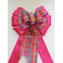 Pink Green blue Plaid Bow Easter Plaid Wreath Bow Pink Spring Tartan Wreath bow Shower Party Decor Pink Plaid Door Hanger Bow Easter Gift Basket Bow