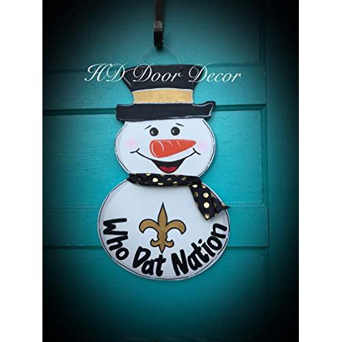New Orleans Saints Snowman door hanger who dat nation wreath