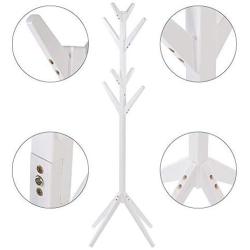 EBTOOLS Standing Coat Rack, Clothes Scarfs Hanging Stand, Pine Rack Disassembled Hanger for Home Use (White)