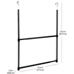 Oceanstar 2-Tier Portable Adjustable Closet Hanger Rod, Black