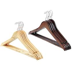 5pcs Random Color Wooden Clothes Hangers with Non-Slip Trouser Bar Suit Jeans Pants Coat Shirts Hangers Clothes Storage