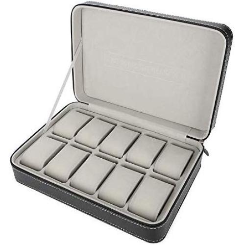 Fdit Watch Display 10 Grids Storage Boxes Zipper Travel Collector Case Organizer