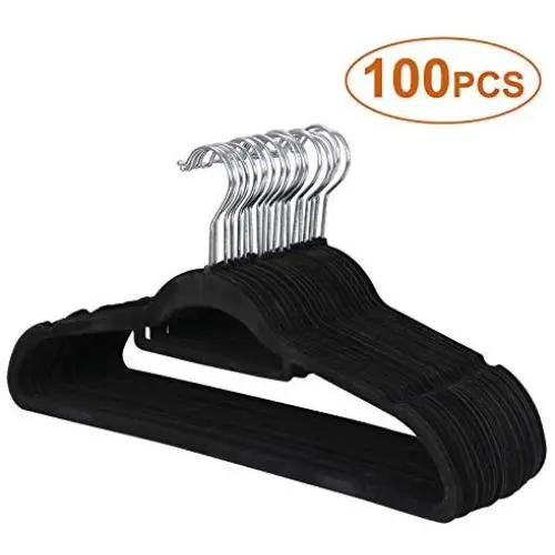 SUPER DEAL Flocked Hangers Velvet Suit Hangers Non-Slip Clothes Hangers - 360 Degree Swivel Hook，100-Pack