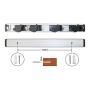 Freye Adjustable Aluminum Broom and Mop Holder with 4 Position and 5 Hangers 52cm Kitchen and Garage Storage and Organizer Rack, Hooks for Family, Wall Mounted- Easy to Install