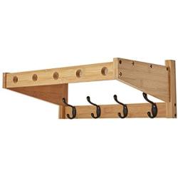 COAT RACK Creative Porch Wall Hanging Wall Clothes Hanger Living Room Wall Shelf Bedroom Hanger (4 Hooks, 5 Hooks, 6 Hooks) Vintage Color, White, Wood Color (Color : Wood color, Size : 4 hooks)