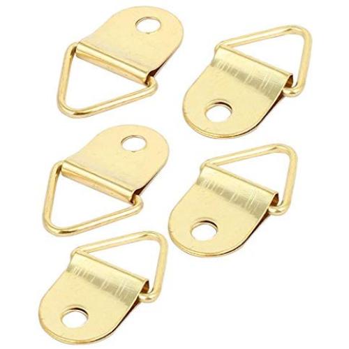 uxcell Picture Photo Frame Cross Stitch Triangle Ring Hanger Hook Gold Tone 5pcs