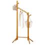 MOJ-YJ Floor Standing Coat Rack Clothes Hat Stand Hanger Hooks Simple Creaive Rod Wood, 60175cm (Color : Log Color)