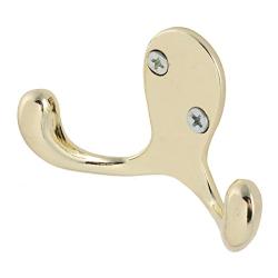 OKSLO Scarf towel clothing metal wall mounted double hook hanger brass tone